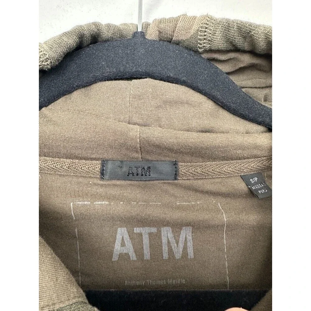 ATM Camo Full Zip Jacket Sweater Hooded Green Army Grunge Distressed Women Small